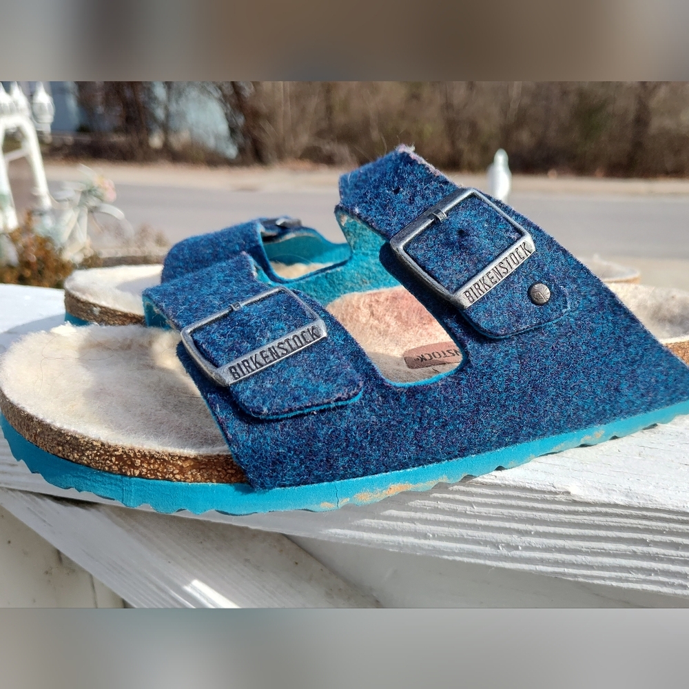 Birkenstock Blue Wool felt sandals, size 10 41